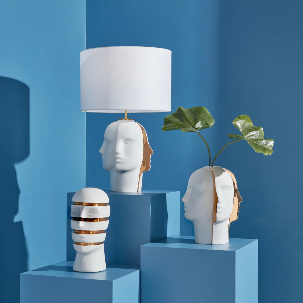 مزهرية أطلس سبليت - بورسلين مطفي وذهبي