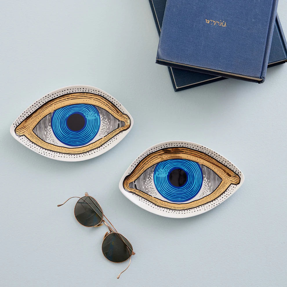 Eye Trinket Tray - Blue & Gold Porcelain