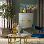 مزهرية إيدن كاف - بورسلين بلون بوب مع لمسات ذهبية