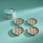 Basketweave Coasters - High-Fired Porcelain Set of Four