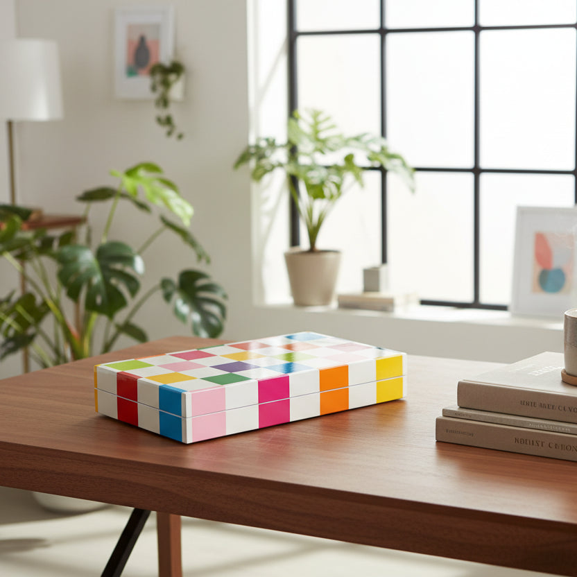 Checkerboard Backgammon Set – Luxury Lacquer Game Box