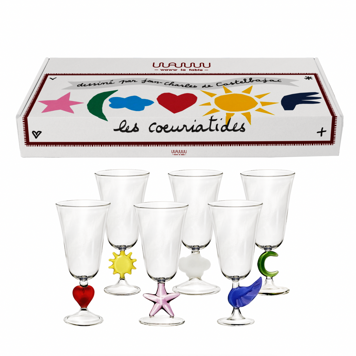 Cœuriatides Champagne Flutes, Box of 6