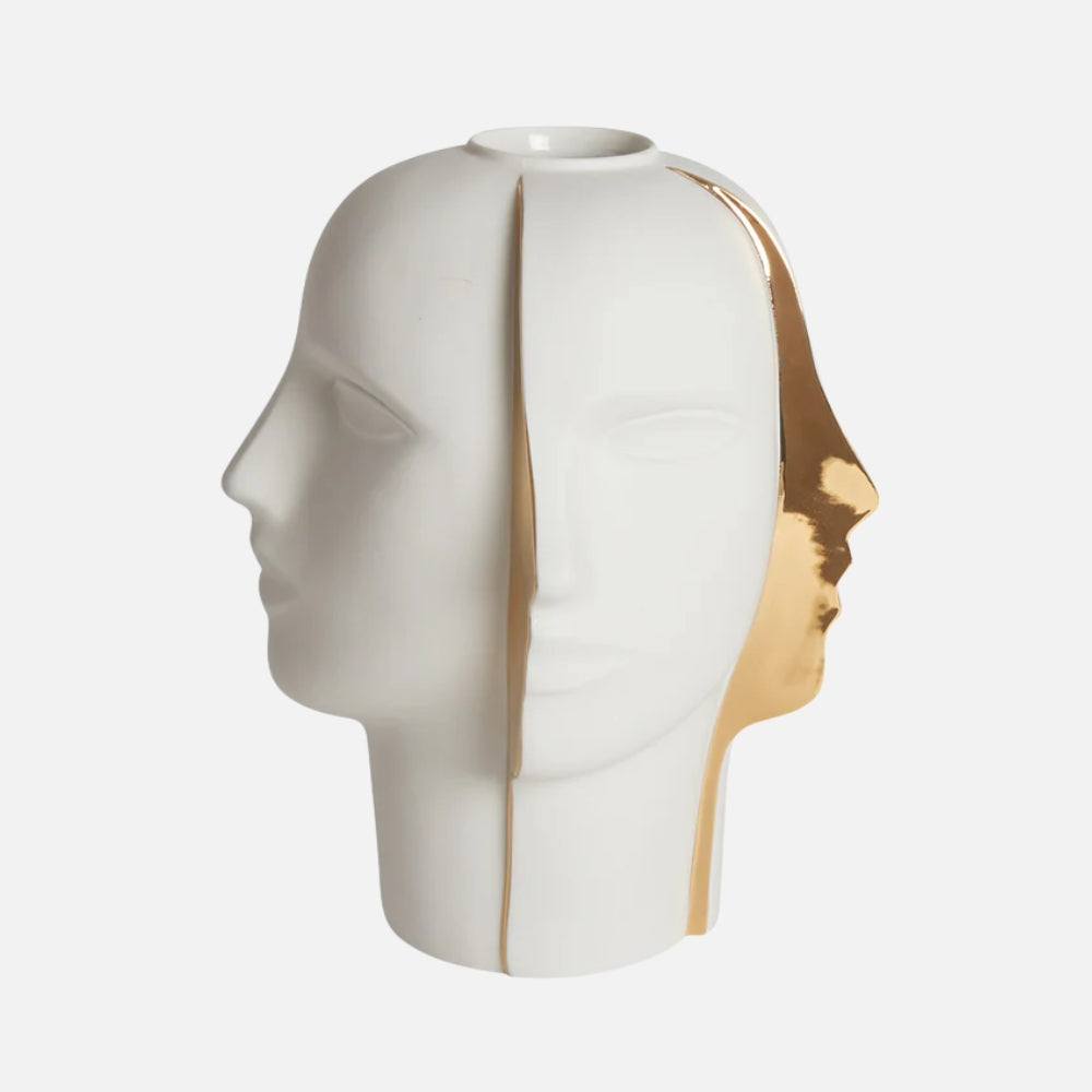 مزهرية أطلس سبليت - بورسلين مطفي وذهبي