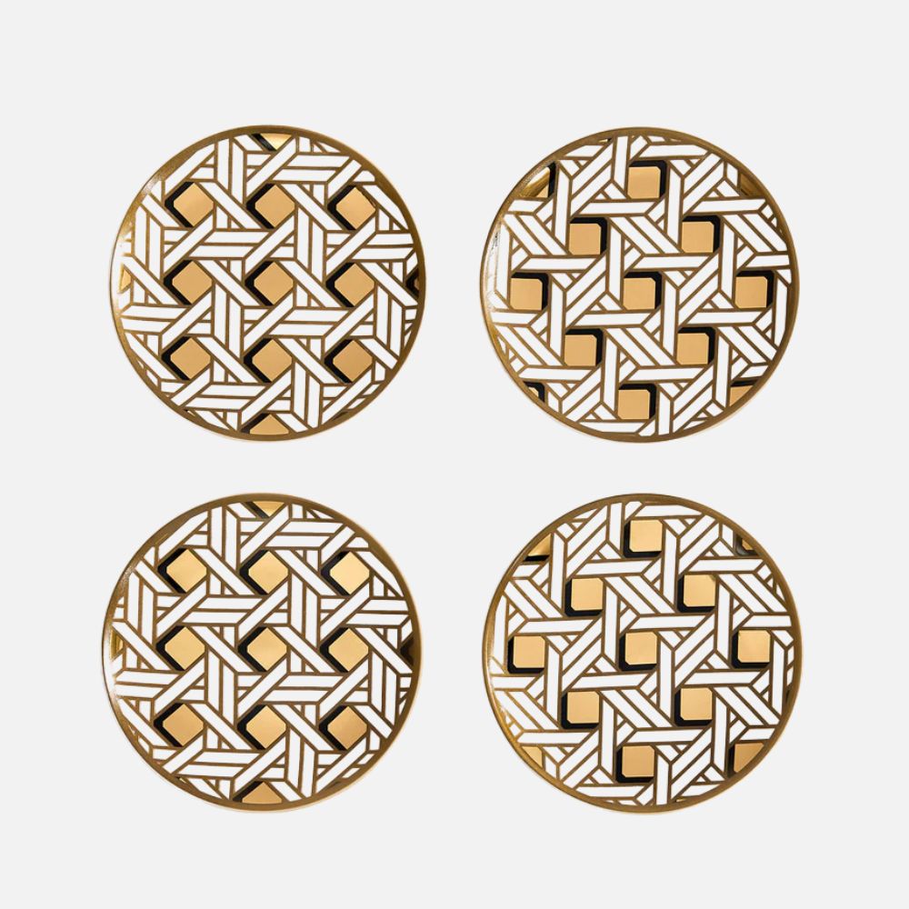 Basketweave Coasters - High-Fired Porcelain Set of Four