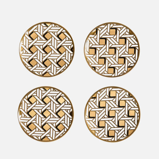 Basketweave Coasters - High-Fired Porcelain Set of Four