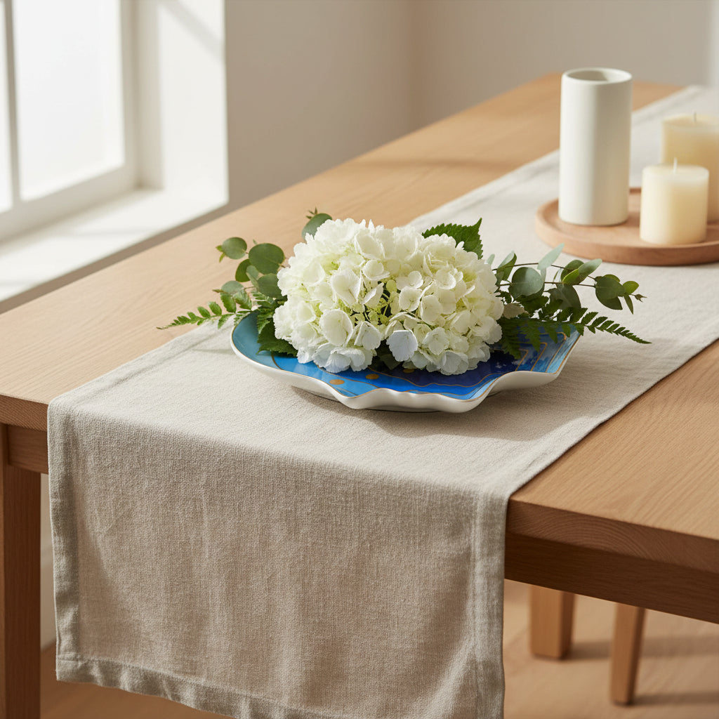 Atlas Trinket Tray – Blue Porcelain Dish with Gold Accents