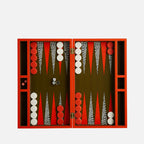 مجموعة طاولة الزهر بنقشة الفهد - لوحة لعب مطلية بالورنيش اللامع
