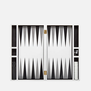 Op Art Backgammon Set - Black & White Lacquer Game Box