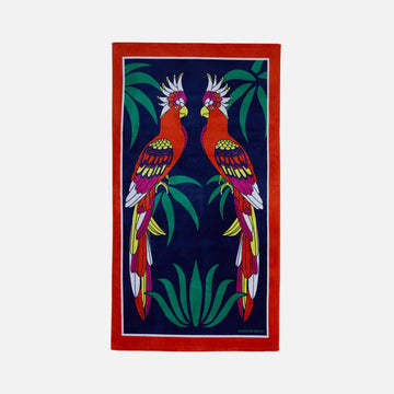 Parrots Beach Towel – Tropical Cotton Velour