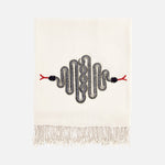 Snake Embellished Throw - White Merino Wool with Beaded Serpents
