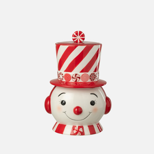Christmas Snowman Jar with Hat – Decorative Dolomite Container
