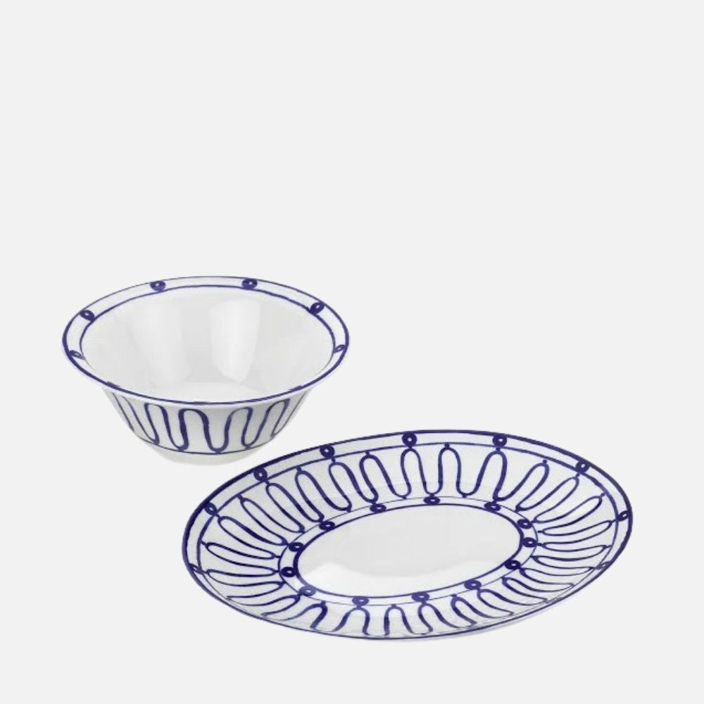 Kyma Blue Salad Bowl – Hand‑Painted (Dia 25 cm)