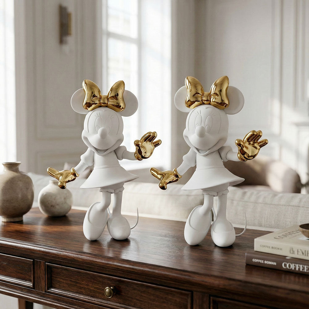Minnie Welcome Bicolor Small Figurine - White/Gold