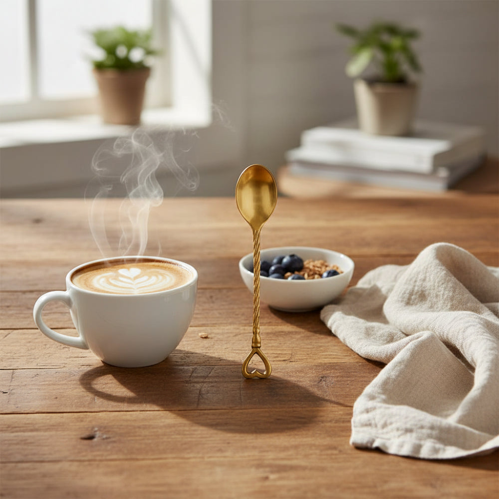 Heart Set of 4 Coffee Spoons – Gold, 13 cm