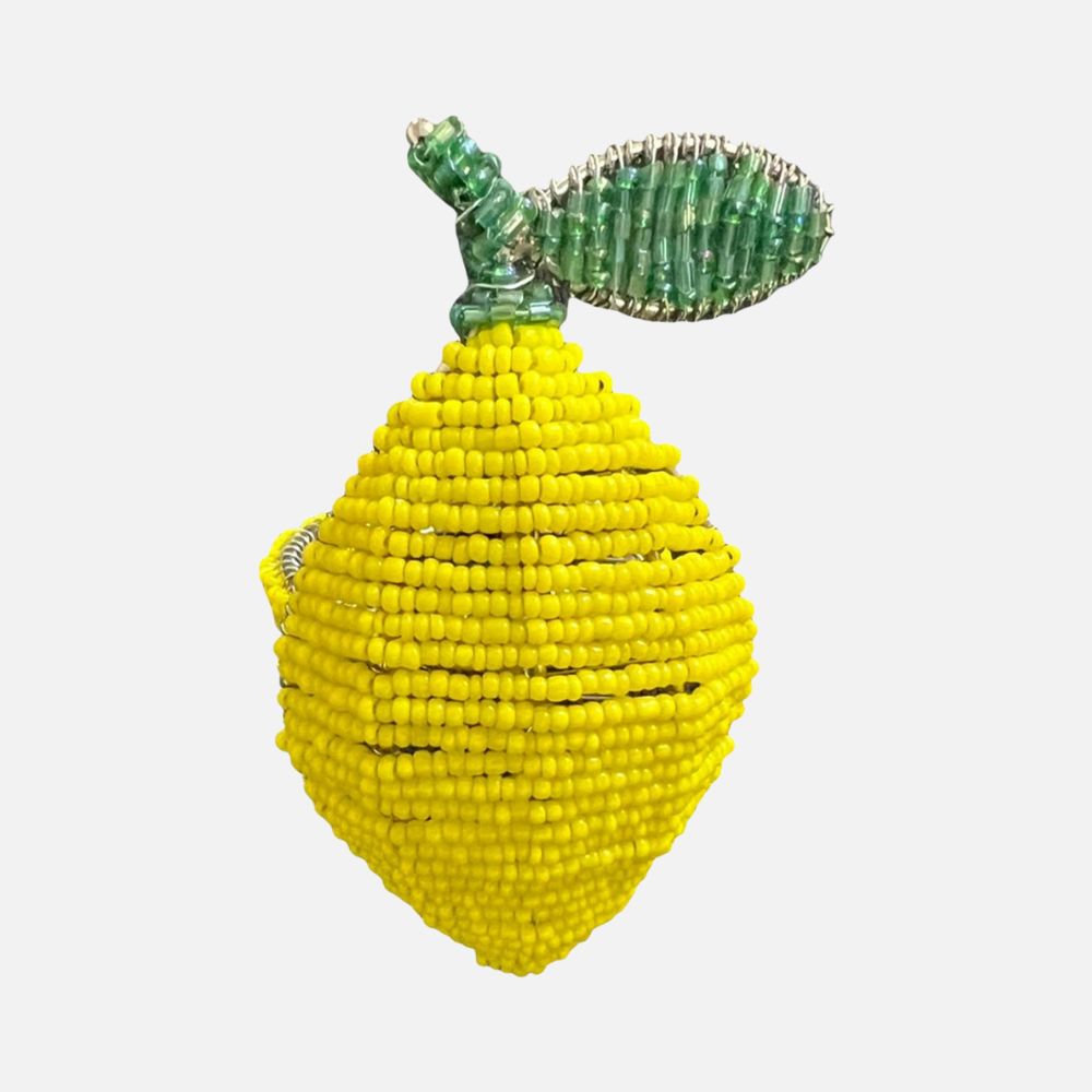 Lemon Beaded Napkin Rings – Set of 2, 6 cm