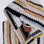 Curt Chevron Cotton Hooded Bathrobe - Multicolor