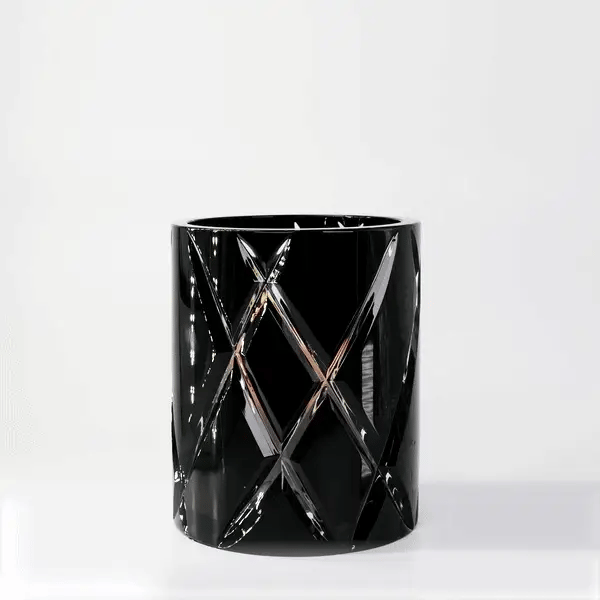 Hurricane Crystal Lamp Medium – Black Crystal Candle Holder