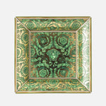 Medusa Garland Dish – Green Square Porcelain Plate, 18 cm