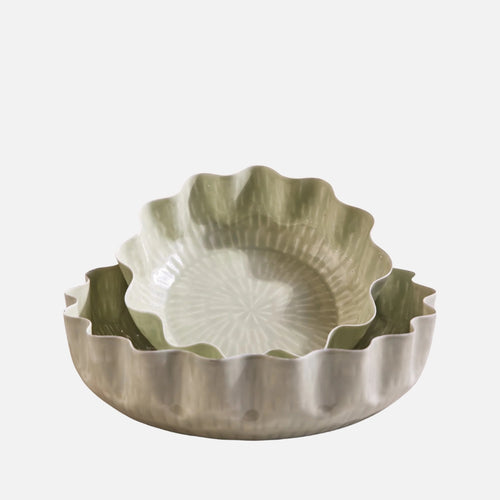 Nera Light Green Enamel Bowls – Set of 2