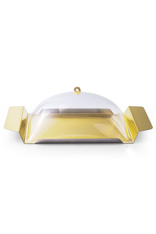 Nora Tray with Dome, Gold