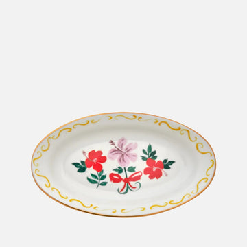 Oval Tray Flower Bow ( Oval tray 17x10 cm)