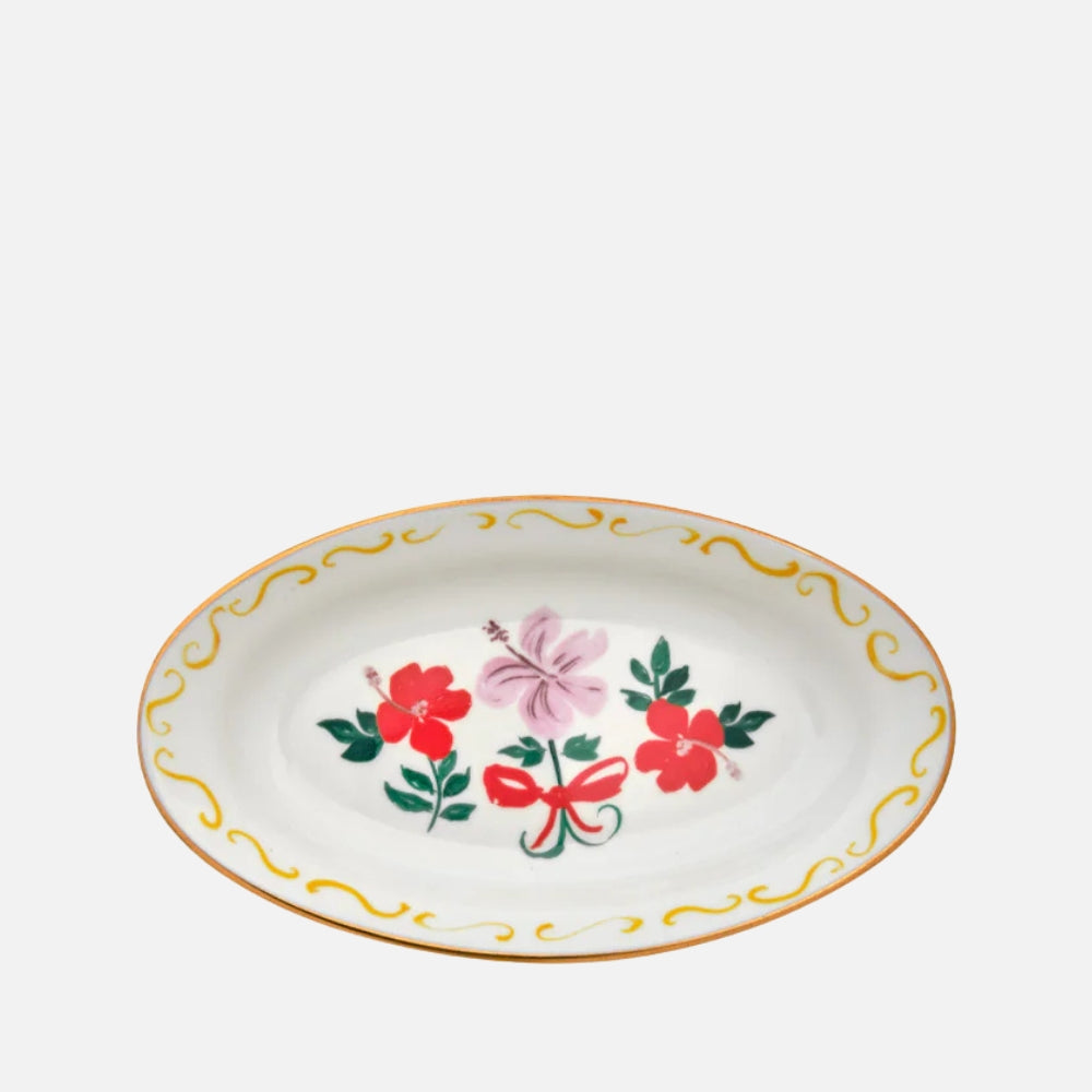 Oval Tray Flower Bow ( Oval tray 17x10 cm)