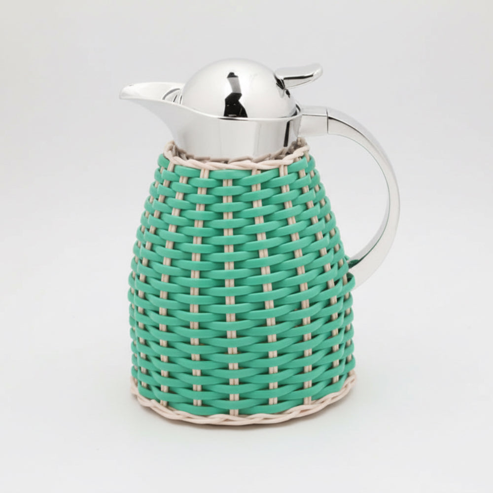 Chantilly Leather & Rattan Stainless Steel Carafe with Chrome Finish 1.0 lt