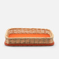 Orsay Mango Leather & Rattan Rectangular Large Tray
