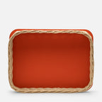 Orsay Mango Leather & Rattan Rectangular Large Tray