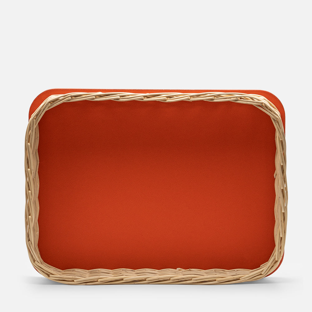 Orsay Mango Leather & Rattan Rectangular Large Tray