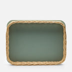 Orsay Mint Leather & Rattan Rectangular Large Tray