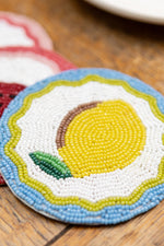 Beaded Coasters - Lemon, Set of Four