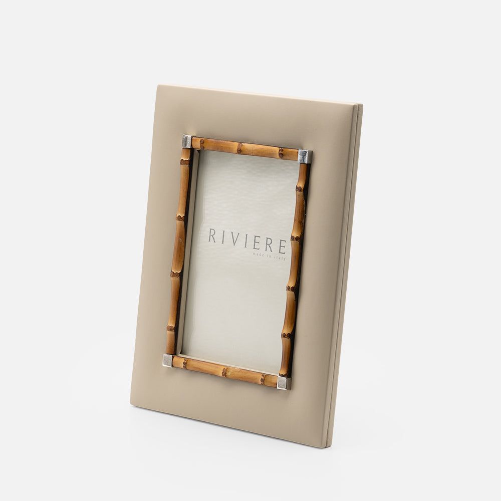 Riviere Bice Leather Frame with Chrome Details & Bamboo Trim (Small)