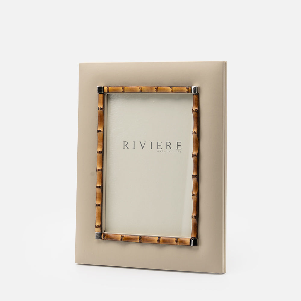 Bice Leather Frame with Chrome Details & Bamboo Trim (Medium)