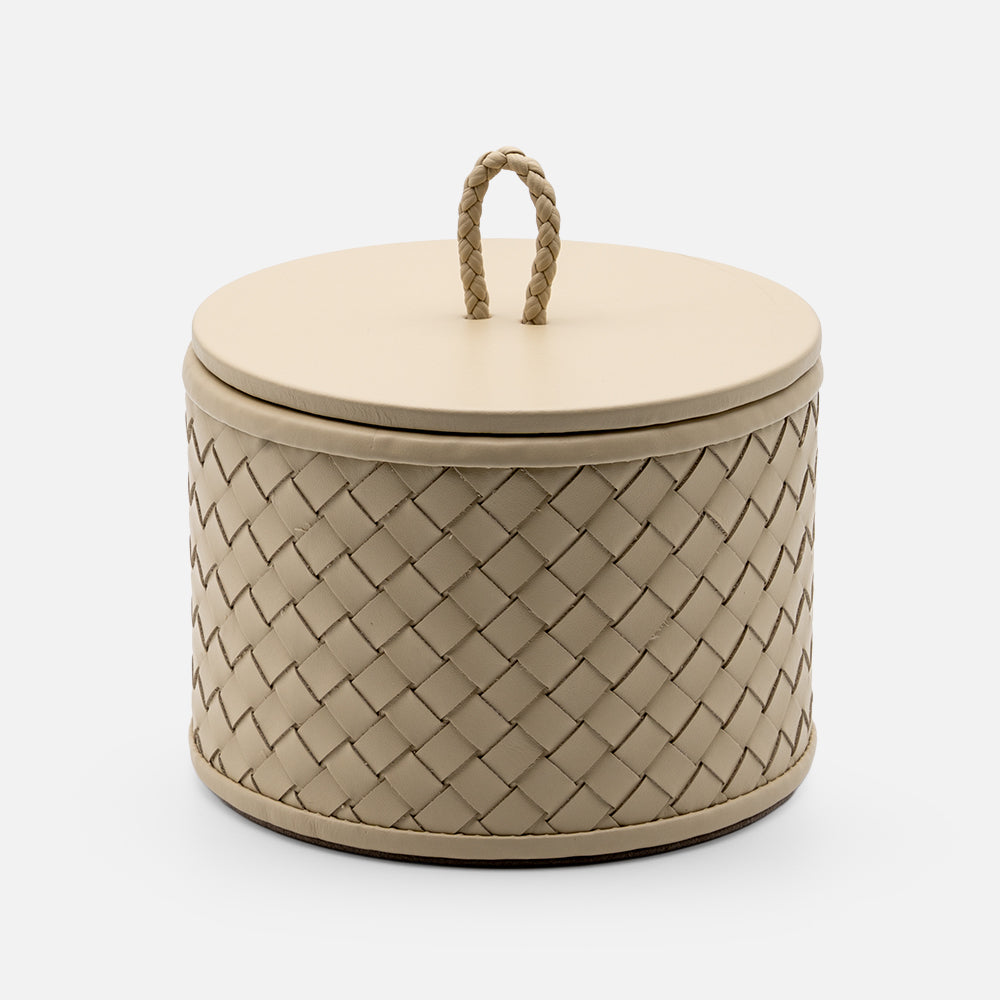 Jana Handwoven Round Box Smooth Leather