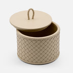 Jana Handwoven Round Box Smooth Leather