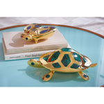 Brass Turtle Box with Malachite Inlay – Decorative Storage Accent