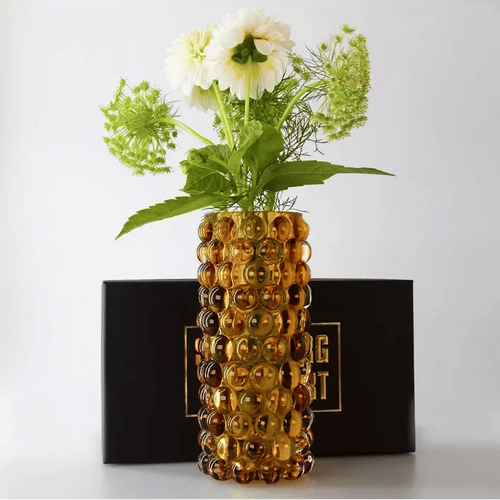 Hurricane Boule Vase – Amber Hand-Blown Glass