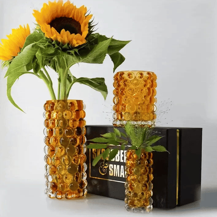 Hurricane Boule Vase – Amber Hand-Blown Glass
