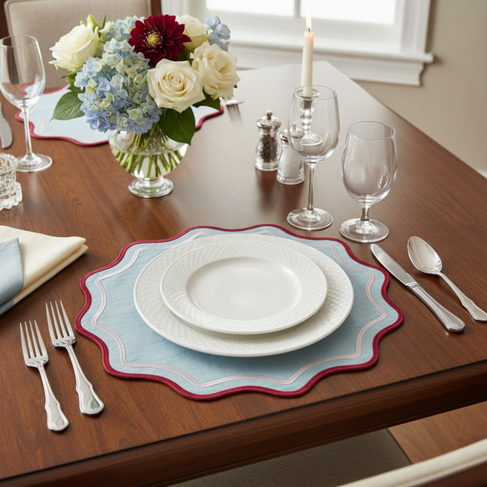 Set 2 scalloped placemats ( Placemats Ø 38 cm )
