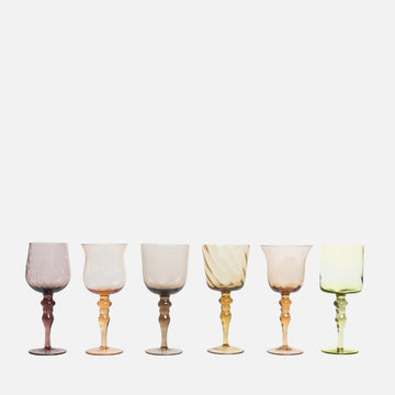 Set of 6 Goblets – Textured Blown Glass, 23 cm