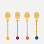 Set of 4 Torchon Dessert Spoons – Gold, 14 cm