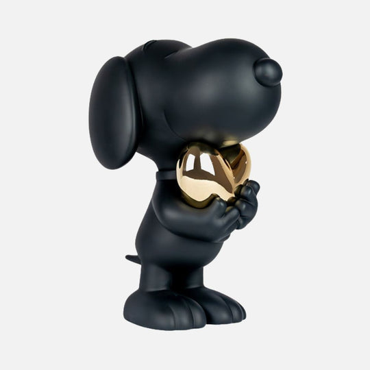 Snoopy Heart Small Figurine - Black/Gold