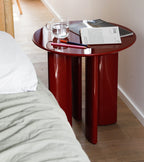 Burgundy lacquered beech wood side table