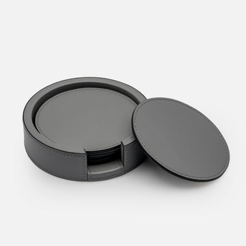 Tao Leather Coaster Set of 6 with Holder (Blue)