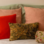 وسادة كارينو من قماش نسيجي بأوراق الشجر الخضراء (50 × 30 سم)