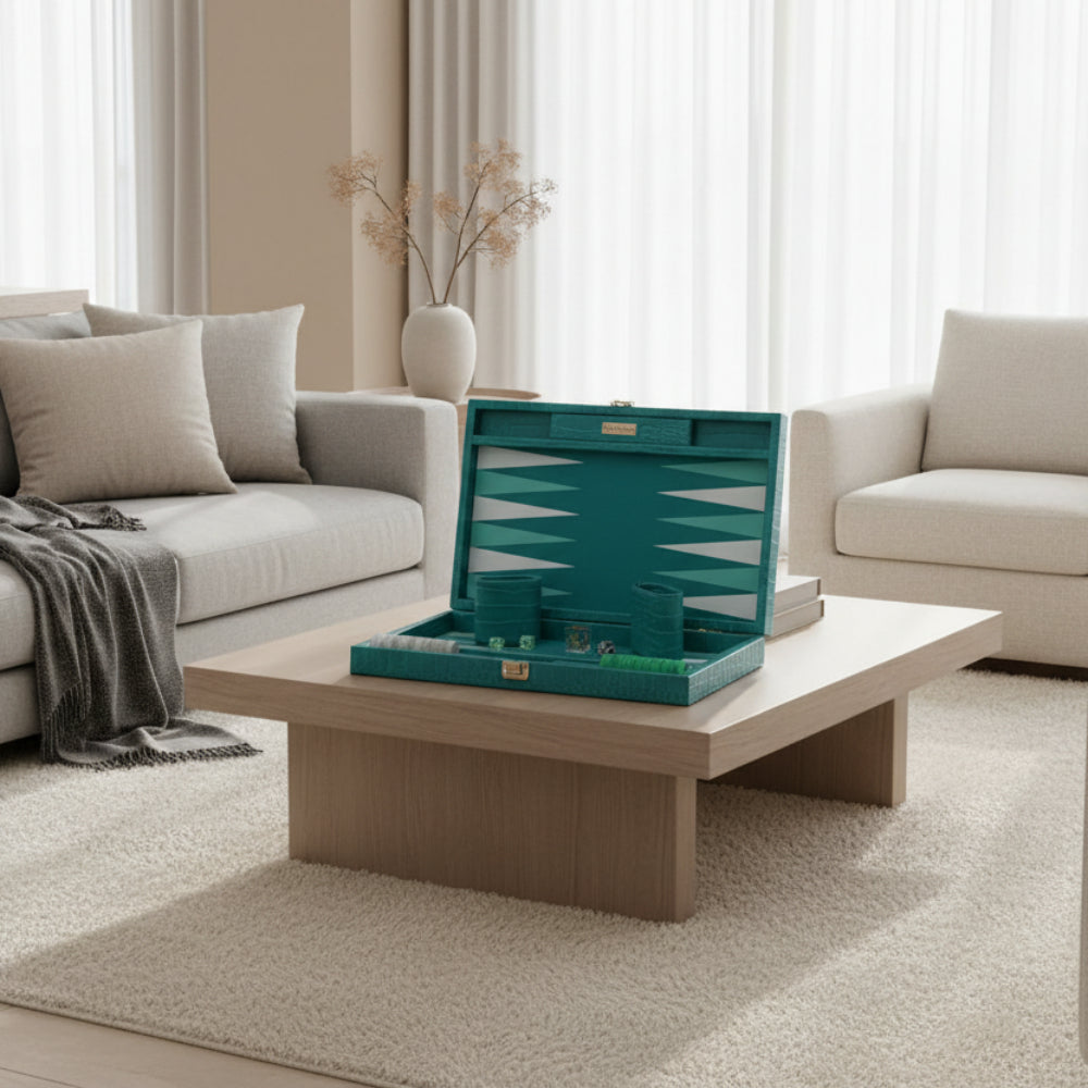 Teal Alligator Medium Backgammon