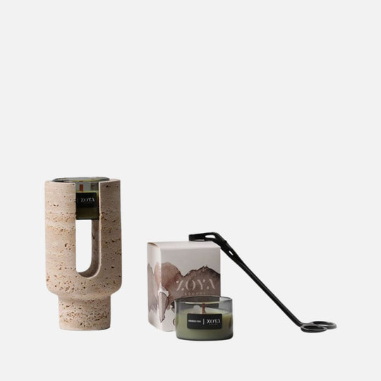 Travertine Scented Candle Holder Set