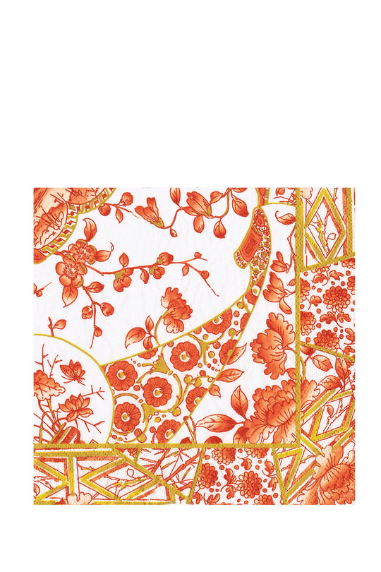 Caspari 40 boxed napkins-Coral Gilde