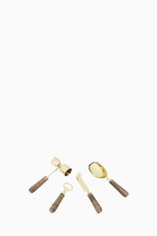 Hermiwicker 4pcs Bar Tools Set with Rattan Handle